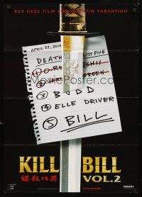 2b241 KILL BILL: VOL. 2 German '04 Quentin Tarantino, cool image of katana through list!