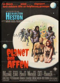 2b269 PLANET OF THE APES German '68 art of bound Charlton Heston & Linda Harrison by Rehak!