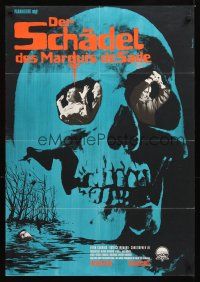 2b285 SKULL German '65 Peter Cushing, Christopher Lee, Peltzer horror art of creepy skull!