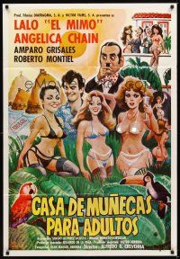 2b026 CASA DE MUNECAS PARA ADULTOS Mexican poster '87 cool Carreno art of sexy women!