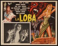 2b055 LA LOBA Mexican LC '65 border art of wolf & sexy girl in see-through dress!
