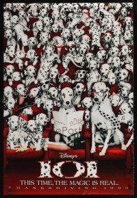 2c007 101 DALMATIANS teaser DS 1sh '96 Walt Disney live action, dogs in theater!