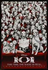 2c005 101 DALMATIANS Thanksgiving style teaser 1sh '96 Walt Disney live action, dogs in theater!