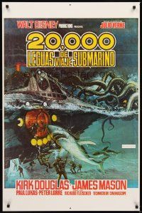 2c009 20,000 LEAGUES UNDER THE SEA Spanish/U.S. 1sh R70s Jules Verne classic, art of deep sea divers!