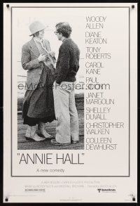 2c041 ANNIE HALL revised 1sh '77 full-length Woody Allen & Diane Keaton, a new comedy!