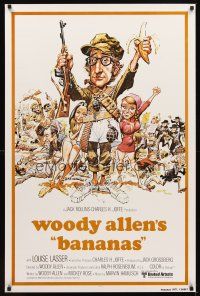 2c057 BANANAS int'l 1sh R80 great artwork of Woody Allen by E.C. Comics artist Jack Davis!