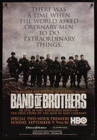 2c058 BAND OF BROTHERS TV advance 1sh '01 Damian Lewis & Donnie Wahlberg in WWII!