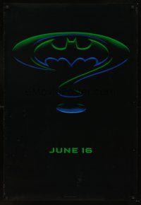2c069 BATMAN FOREVER teaser DS 1sh '95 Val Kilmer, Nicole Kidman, Tommy Lee Jones, Jim Carrey