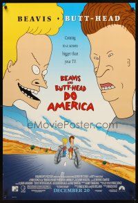 2c073 BEAVIS & BUTT-HEAD DO AMERICA advance DS 1sh '96 Mike Judge MTV cartoon!