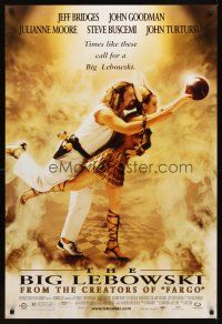 2c083 BIG LEBOWSKI 1sh '98 Coen Brothers, great image of Jeff Bridges bowling w/Julianne Moore!