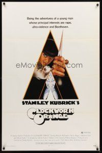 2c001 CLOCKWORK ORANGE x-rated 1sh '72 Stanley Kubrick classic, Castle art of Malcolm McDowell