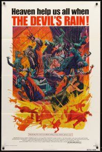2c192 DEVIL'S RAIN 1sh '75 Ernest Borgnine, William Shatner, Anton Lavey, cool Mort Kunstler art!