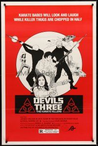 2c193 DEVILS THREE: THE KARATE KILLERS 1sh '80 Marrie Lee as Cleopatra Wong the karate queen!