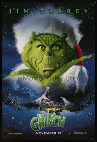 2c298 GRINCH teaser DS 1sh '00 Jim Carrey, Dr. Seuss Christmas story directed by Ron Howard!