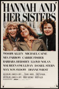 2c301 HANNAH & HER SISTERS 1sh '86 Allen directed, Mia Farrow, Dianne Weist & Barbara Hershey!