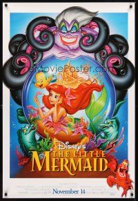 2c392 LITTLE MERMAID advance DS 1sh R97 great art of Ariel & cast, Disney underwater cartoon!