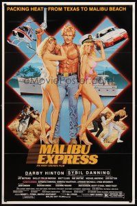 2c411 MALIBU EXPRESS 1sh '85 directed by Andy Sidaris, Salk art of sexy bikini clad girls!