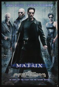 2c427 MATRIX advance 1sh '99 Keanu Reeves, Carrie-Anne Moss, Laurence Fishburne, Wachowski Bros!