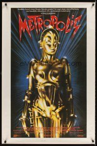 2c435 METROPOLIS int'l 1sh R84 Fritz Lang classic, Girogio Moroder, art of female robot by Nikosey!