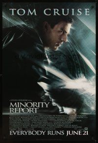 2c439 MINORITY REPORT style B advance 1sh '02 Steven Spielberg, Tom Cruise, Colin Farrell