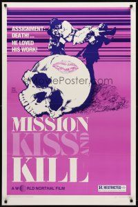 2c441 MISSION: KISS & KILL 1sh '83 Zhao Ji Zai Da Heng Hang, cool skull & martial arts action art!