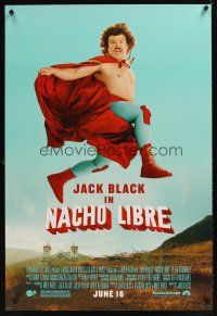 2c459 NACHO LIBRE advance DS 1sh '06 wacky image of Mexican luchador wrestler Jack Black!