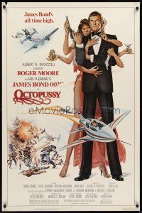 2c482 OCTOPUSSY 1sh '83 art of sexy Maud Adams & Roger Moore as James Bond by Goozee