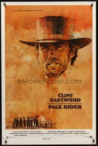 2c495 PALE RIDER 1sh '85 great artwork of cowboy Clint Eastwood by C. Michael Dudash!