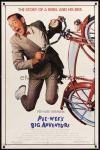 2c503 PEE-WEE'S BIG ADVENTURE 1sh '85 Tim Burton, best image of Paul Reubens & his beloved bike!