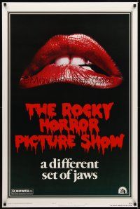 2c579 ROCKY HORROR PICTURE SHOW style A 1sh R80s by Tim Curry, a different set of jaws!