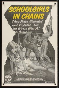2c601 SCHOOLGIRLS IN CHAINS 1sh '73 sexy art of Leah Tate & Suzane Lund, the worse was yet to come!