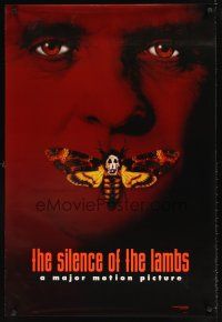 2c626 SILENCE OF THE LAMBS style B teaser DS 1sh '91 image of Anthony Hopkins with moth over mouth!
