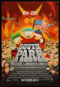 2c644 SOUTH PARK: BIGGER, LONGER & UNCUT advance DS 1sh '99 Trey Parker & Matt Stone musical!