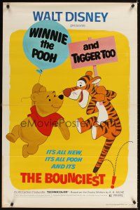 2c776 WINNIE THE POOH & TIGGER TOO 1sh '74 Walt Disney, characters created by A.A. Milne!
