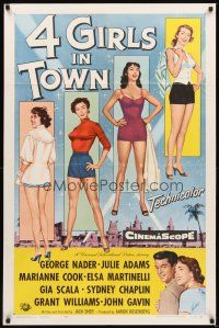 2d010 4 GIRLS IN TOWN 1sh '56 sexy Julie Adams, Marianne Cook, Elsa Martinelli & Gia Scala!