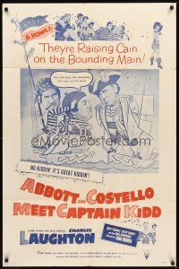 2d015 ABBOTT & COSTELLO MEET CAPTAIN KIDD 1sh R60 art of pirates Bud & Lou with Charles Laughton!