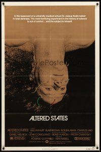 2d035 ALTERED STATES 1sh '80 William Hurt, Paddy Chayefsky, Ken Russell, sci-fi horror!