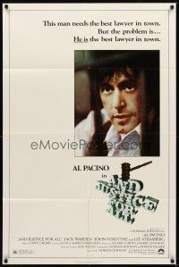 2d041 AND JUSTICE FOR ALL 1sh '79 directed by Norman Jewison, Al Pacino is out of order!