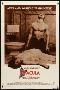 2d044 ANDY WARHOL'S DRACULA 1sh '74 Morrissey, wild art of vampire Udo Kier over victim!