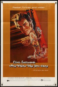 2d051 ANY WHICH WAY YOU CAN 1sh '80 cool artwork of Clint Eastwood & Clyde by Bob Peak!