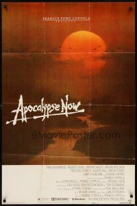 2d053 APOCALYPSE NOW advance 1sh '79 Francis Ford Coppola, cool art of helicopters over river!