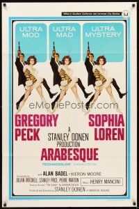 2d055 ARABESQUE 1sh '66 Gregory Peck, sexy Sophia Loren, ultra mod, ultra mad, ultra mystery!