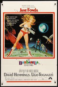 2d072 BARBARELLA 1sh '68 sexiest sci-fi art of Jane Fonda by Robert McGinnis, Roger Vadim