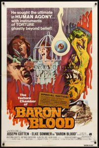 2d074 BARON BLOOD 1sh '72 Mario Bava, the ultimate in human agony, torture beyond belief!