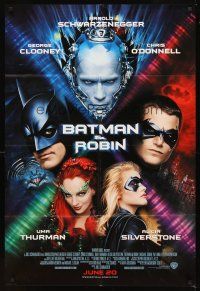 2d076 BATMAN & ROBIN advance 1sh '97 Clooney, Schwarzenegger, Silverstone, Uma Thurman!