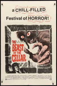2d078 BEAST IN THE CELLAR 1sh '71 wacky monster image, a chill-filled festival of horror!