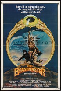 2d081 BEASTMASTER 1sh '82 cool fantasy art of barechested Marc Singer & sexy Tanya Roberts!
