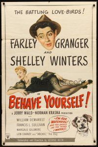 2d085 BEHAVE YOURSELF 1sh '51 art of sexy Shelley Winters by Alberto Vargas!