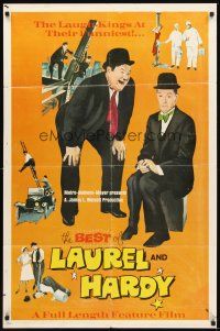2d088 BEST OF LAUREL & HARDY 1sh '69 five great artwork images of Stan & Oliver!