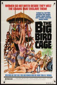 2d094 BIG BIRD CAGE 1sh '72 Pam Grier, Roger Corman, classic chained women art by Joe Smith!